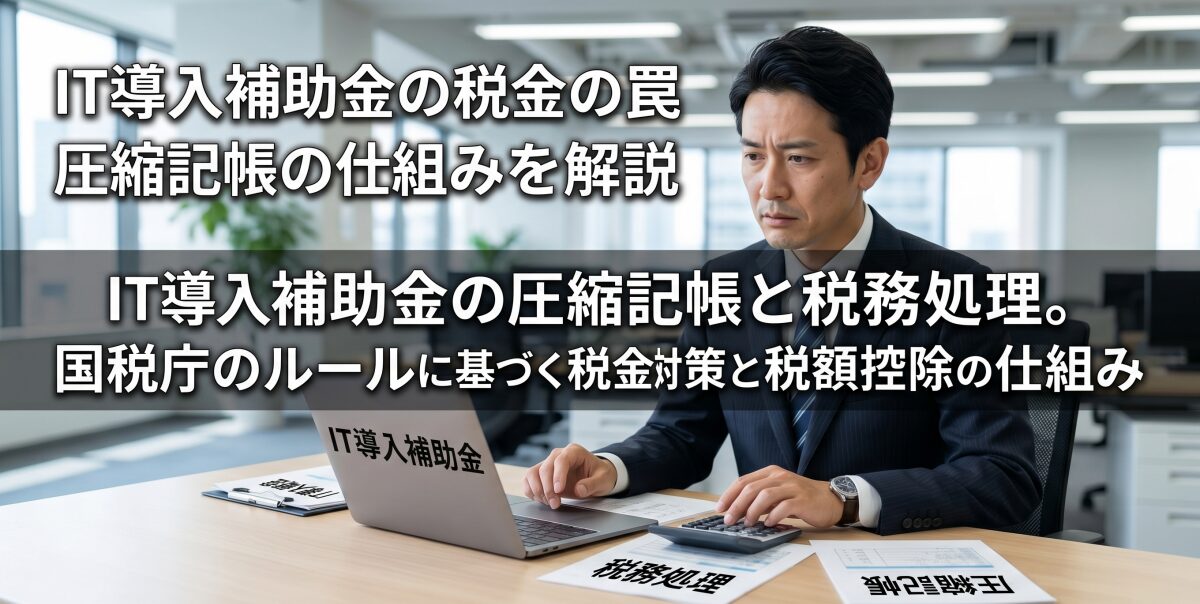 IT導入補助金の圧縮記帳と税務処理。国税庁のルールに基づく税金対策と税額控除の仕組み