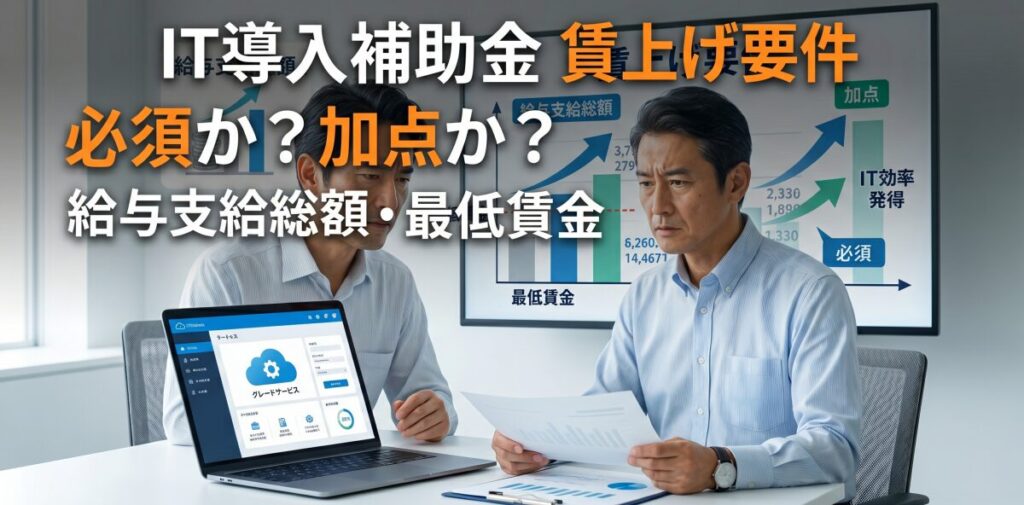 IT導入補助金の賃上げ要件（給与支給総額・最低賃金）。加点要素と申請必須枠の違いを整理する