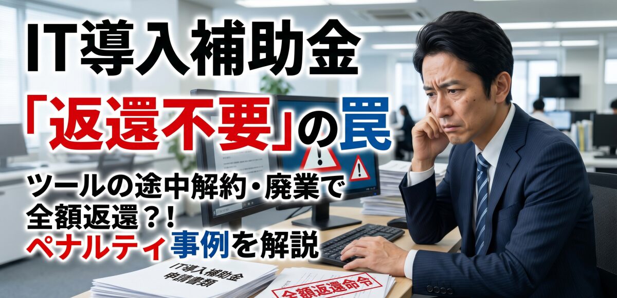 IT導入補助金は返還不要ではない？ペナルティ事例と、ツールの途中解約・廃業時の返還ルール