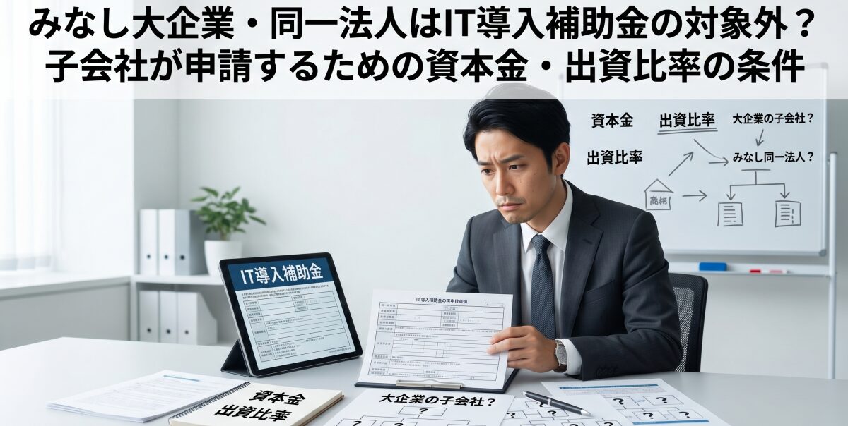 みなし大企業・同一法人はIT導入補助金の対象外？子会社が申請するための資本金・出資比率の条件