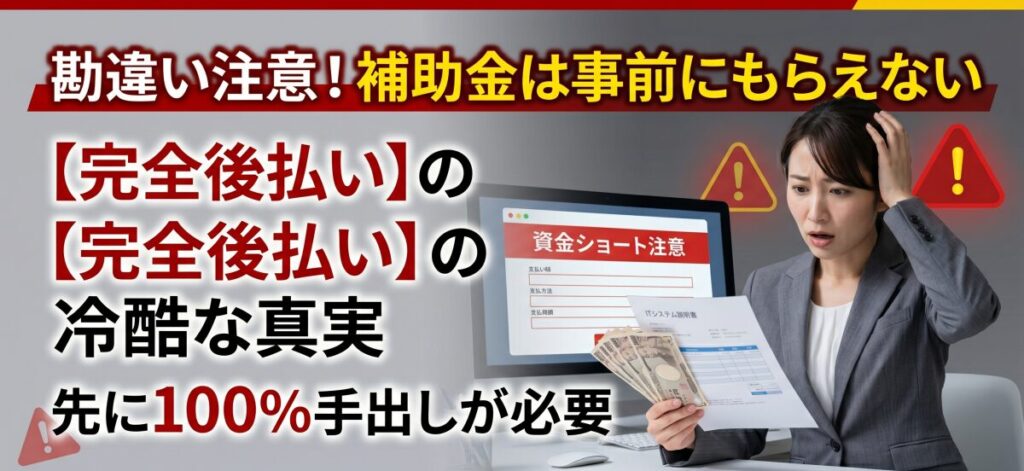 勘違い注意！補助金は「先にもらえるお金」ではなく「完全後払い」の精算金