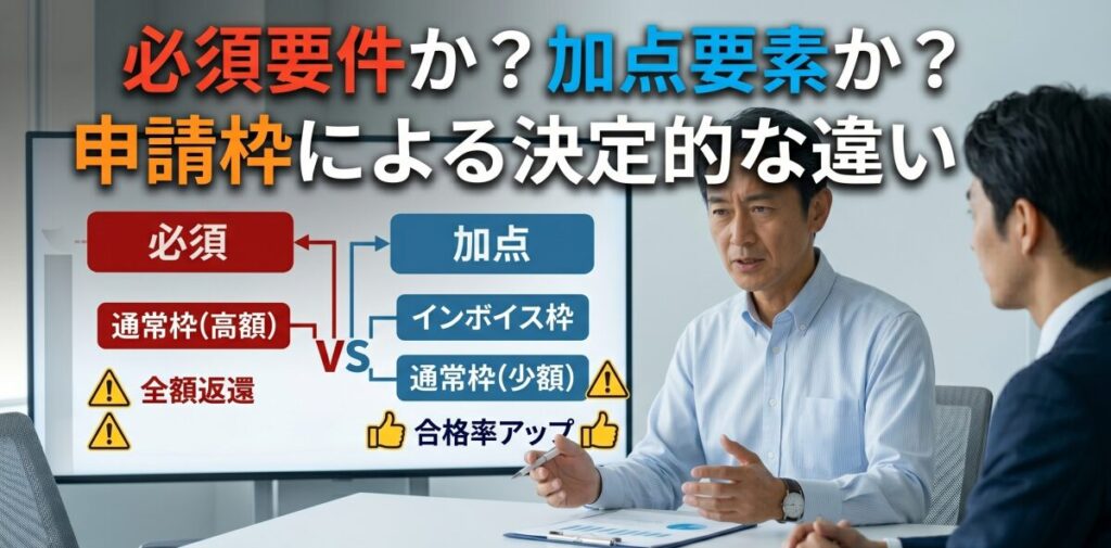 注意！「必須要件」の申請枠と「加点要素」の申請枠の決定的な違い