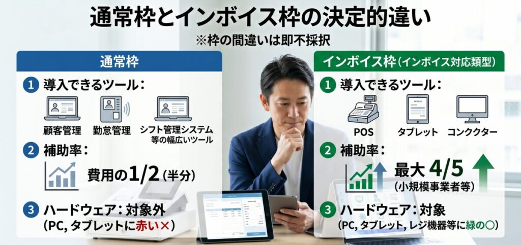 間違えれば即審査落ち！「通常枠」と「インボイス枠」の決定的な3つの違い