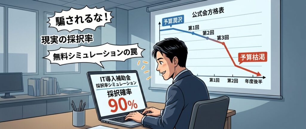 騙されるな！採択率の推移と「無料シミュレーション」に潜む罠