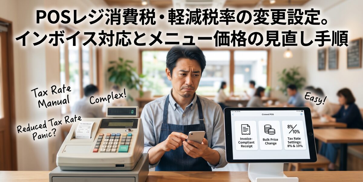 POSレジ消費税・軽減税率の変更設定。インボイス対応とメニュー価格の見直し手順