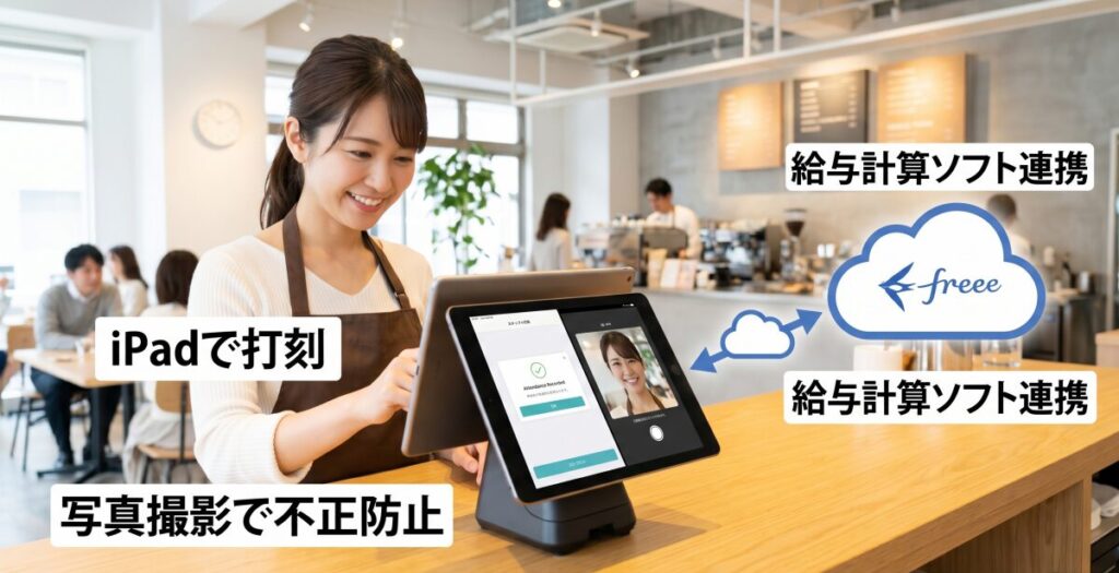 POSレジ（iPad）が打刻機に！写真撮影で不正を100%防ぐ仕組み