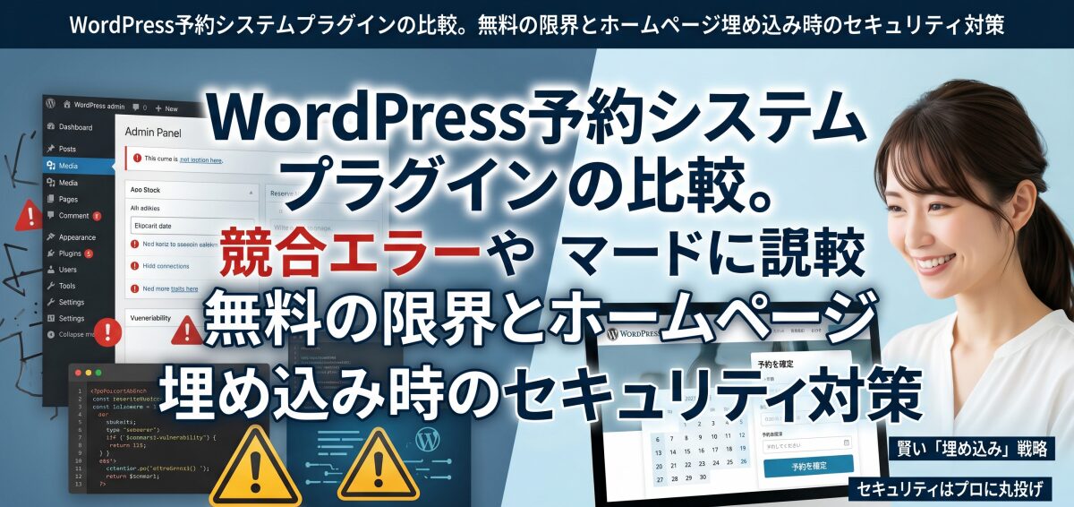 WordPress予約システムプラグインの比較。無料の限界とホームページ埋め込み時のセキュリティ対策
