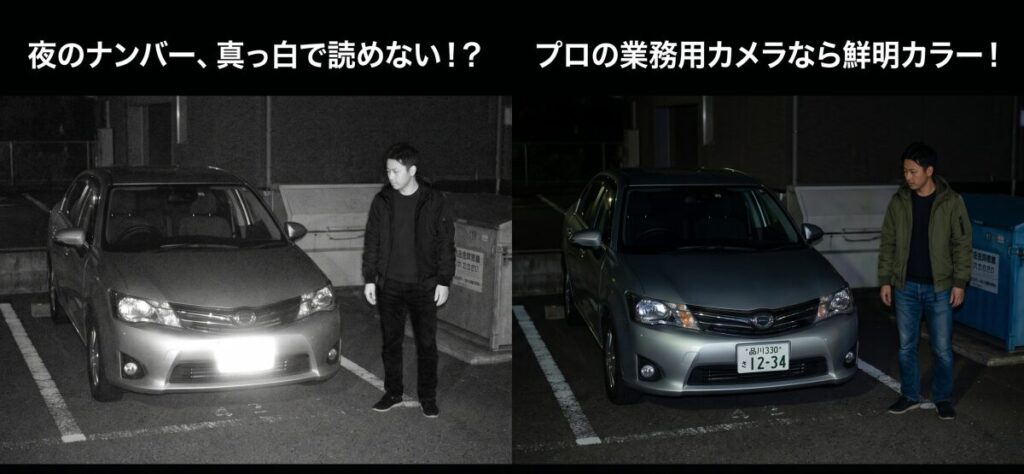 ゴミ捨て場・駐車場の防犯カメラ。夜間にナンバーが見えない時の対策