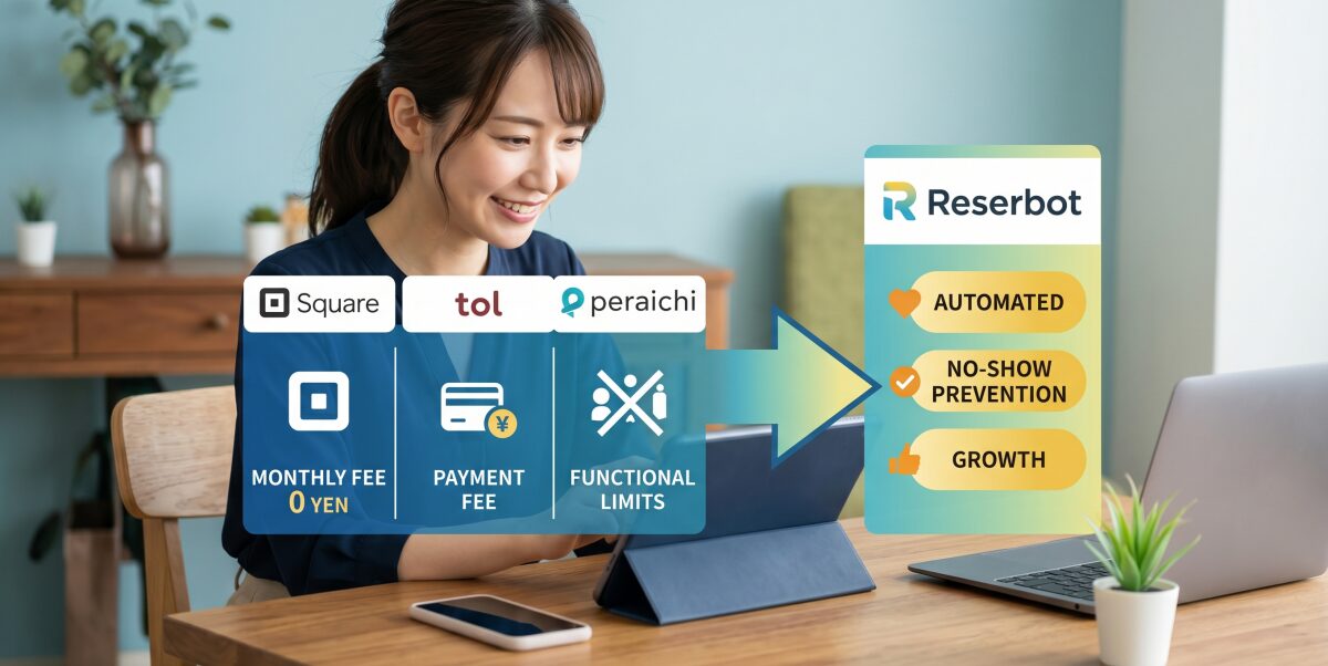 スクエア・tol・ペライチ等の無料予約システム比較。個人事業主に最適なツールの選び方