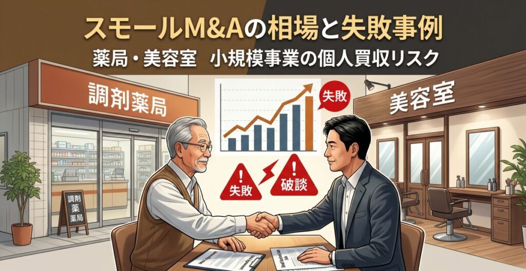 スモールM&Aの相場と失敗事例。薬局・美容室など小規模事業の個人買収リスク