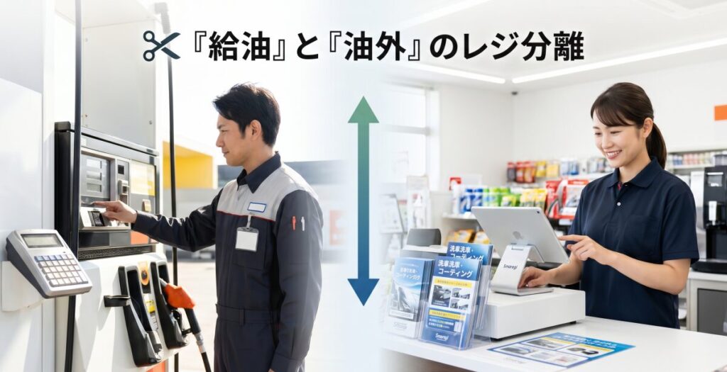 パラダイムシフト：解決策は「給油」と「油外販売」のレジ分離