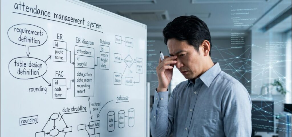 勤怠管理システムの要件定義とテーブル設計。データベース構築の難易度と限界