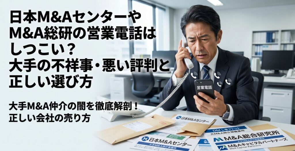 日本M&AセンターやM&A総研の営業電話はしつこい？大手の不祥事・悪い評判と正しい選び方