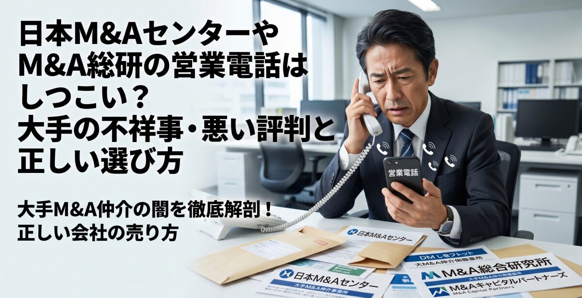 日本M&AセンターやM&A総研の営業電話はしつこい？大手の不祥事・悪い評判と正しい選び方