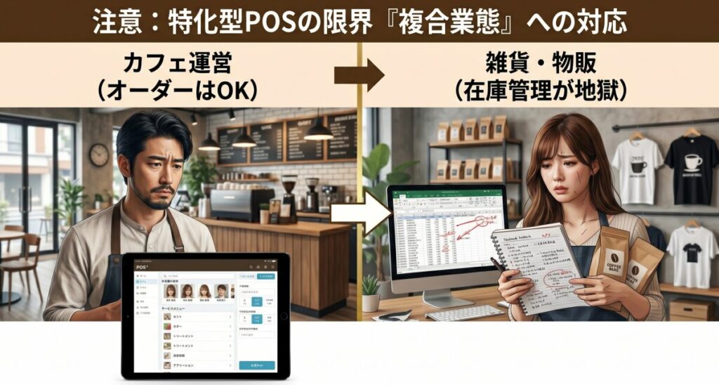 注意喚起：特化型POSレジが「複合業態（ビジネスの変化）」に弱い理由